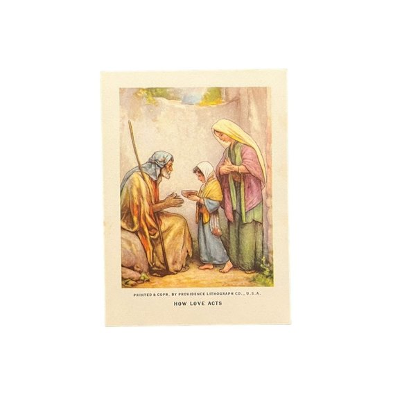 1910 Harris Jones & Co Little Bible Lesson Pictures - How Love Acts - Picture 1 of 2
